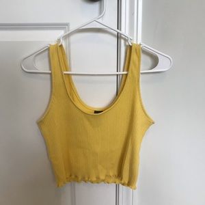 yellow ruffle crop top